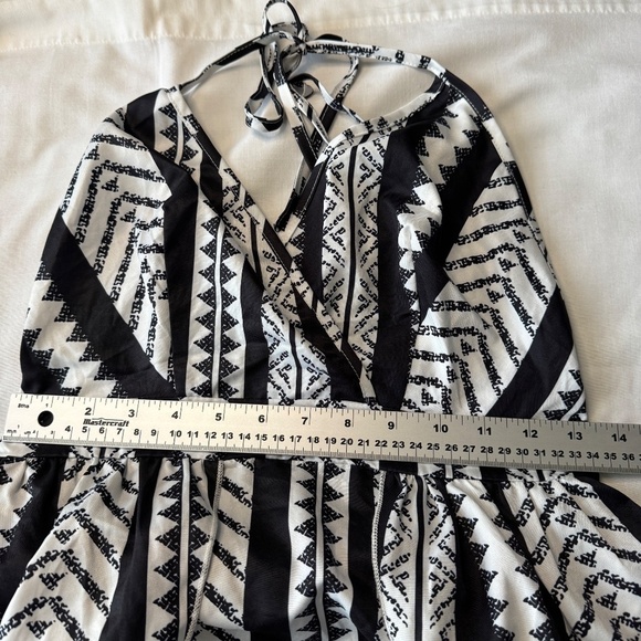 NIAY Women's 6 Aztec‎ Halter Maxi Beach Dress Spaghetti Straps Side Slits B & W - Picture 9 of 15